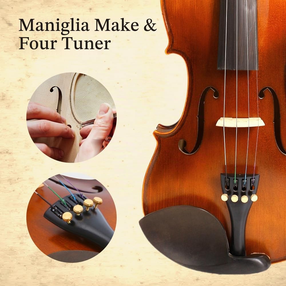 Violino 1/8 per bambini Violino piccolo realizzato con legno di acero e abete rosso con raccordi in ebano violino per bambini dai 3 ai 5 anni