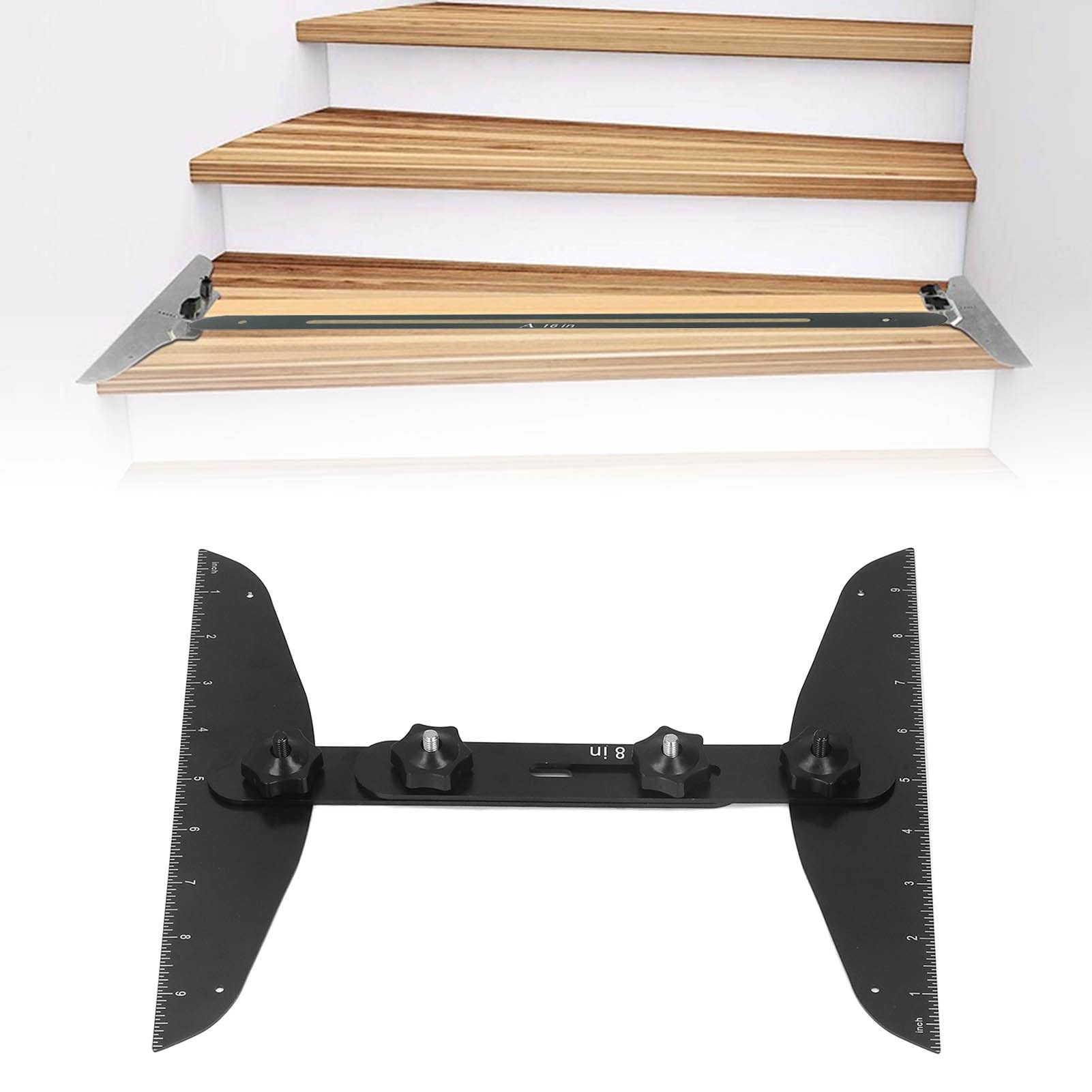 regulowane narzędzie do stopniowania schodów, aluminiowe urządzenie pomiarowe, wszechstronna linijka kątowa, precyzyjne pomiary długości, idealne do majsterkowania w domu (Nero)