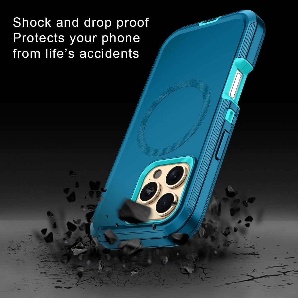I-HONVA for iPhone 16 Pro Case [Compatible with MagSafe] Shockproof 3-Layer Full Body Protection [Without Screen Protector] Rugged Heavy Duty Cover Case for Apple iPhone 16 Pro 6.3",Turquoise - Image 4