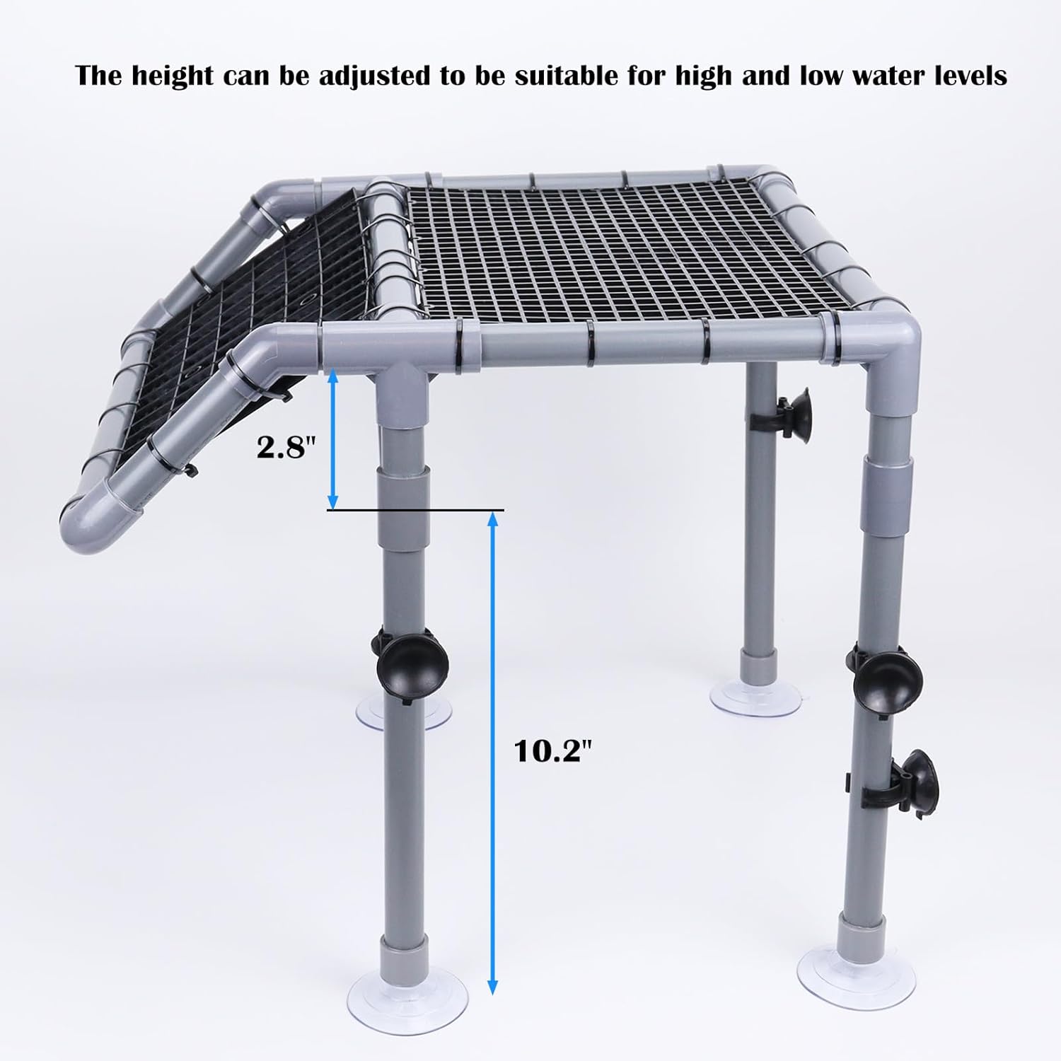 Extra Large Standing Turtle Basking Platform, 13.4" Width Resting Area, DIY Basking Platform for Aquatic Pets, Turtle Tank Accessories, PVC Pipes and EggCrate