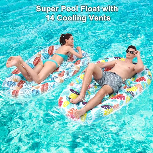 2 Pack Pool Floats Lounger, Instaywell Pool Floats Adult Heavy Duty, Pool Rafts Floaties Water Hammock Tanning Floating Pool Party Toys for Swimming Pool Summertime Beach Outdoor - image 6