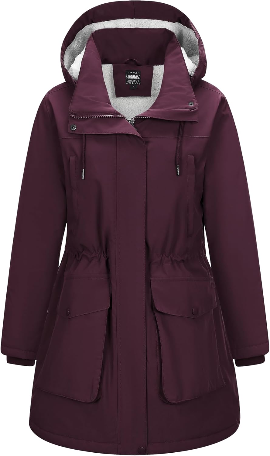 Outdoor Ventures Women's Waterproof Fleece Lined Winter Coat Parka Removable Hood Warm Long Insulated Thicken Puffer Jacket