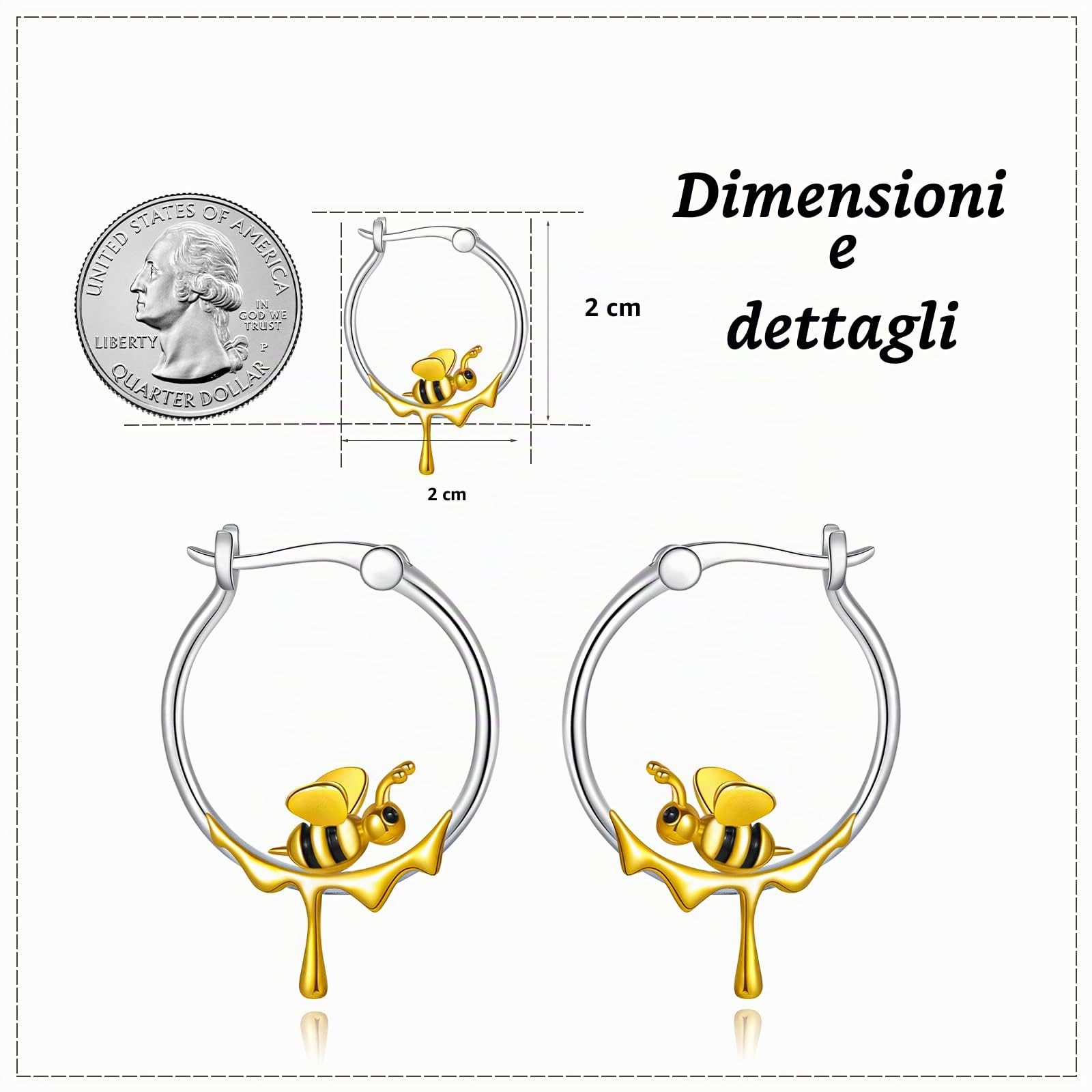 Animali Carini S925 Argento Sterling Orecchini A Cerchio Gioielli Per Donna IT1