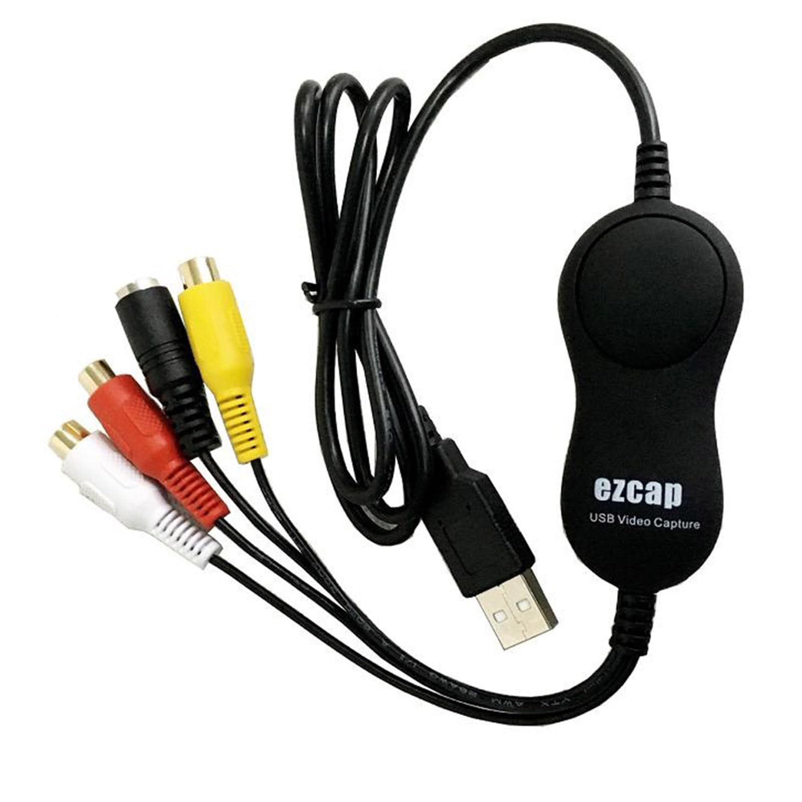 Docooler Tarjeta de grabación de vídeo USB 2.0 UVC, convertidor de VHS a digital, caja de grabación de vídeo compatible con entrada CVBS y S-Video, convierte VHS/DVD, VCR, videocámara, reproductor de