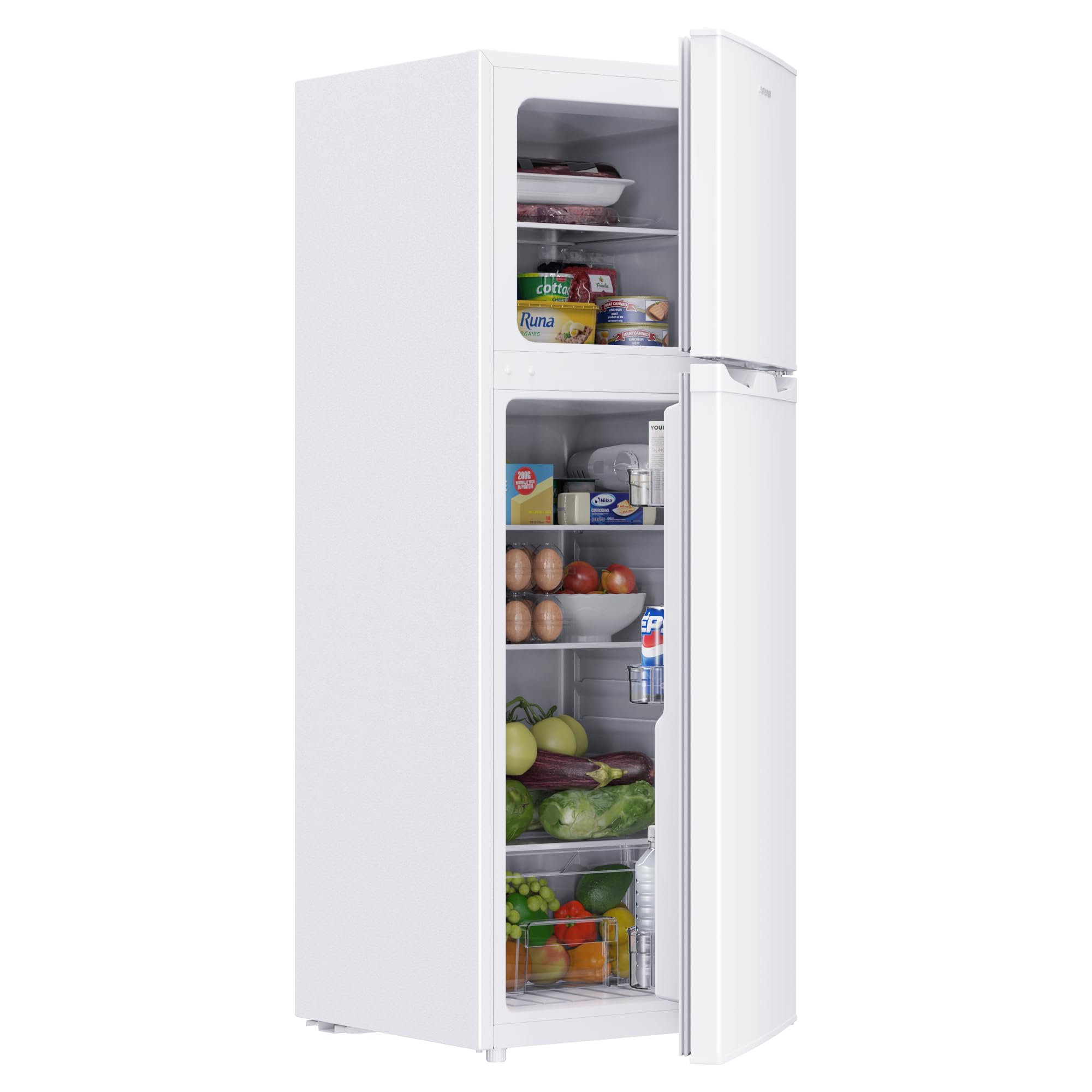 Upstreman Frigo Congélateur Combiné Indépendant 132L (98L Réfrigération + 34L Congélation), 7 Niveaux de Température, Refroidissement rapide, Frigo Blanc pour Studio, Appartement et Bureau, TM132