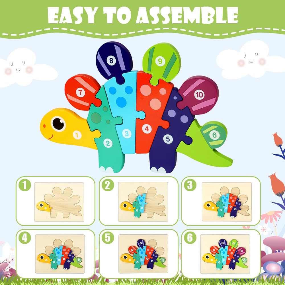 HOTUT Puzzle in Legno per Bambini, 2 Pezzi Legno Giocattoli, Giochi da Puzzle, Animali Montessori Giochi Bambino Educativi per Bambino Sopra i 1 Anni