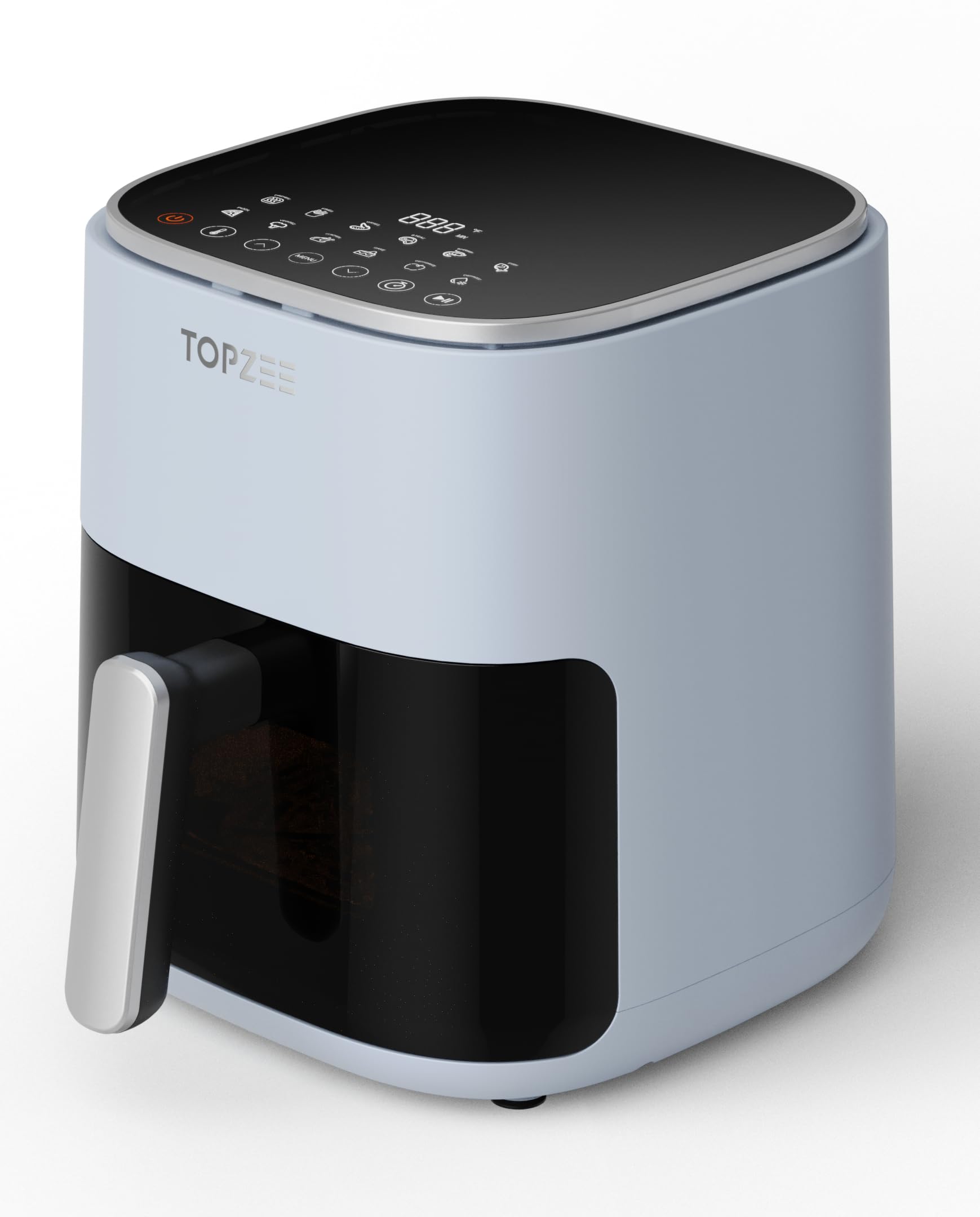 TOPZEE Airfryer 12-in-1, 5.5-Qt Compact &amp; Large for 2-4 people, Air Fryers with Window, Little to No Oil, Nonstick Dishwasher Safe Frying Baskets, Light Blue