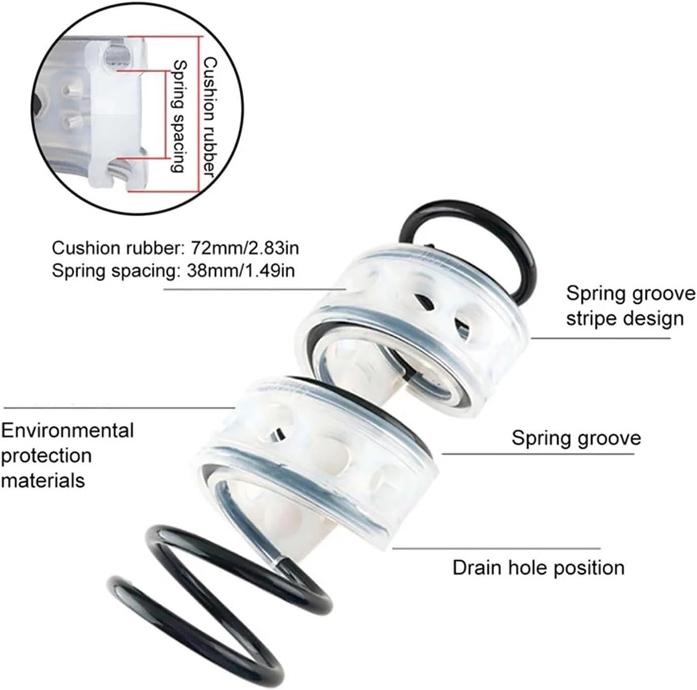 Rubber shock absorber 2pcs Car Shock Absorber Spring Bumper Covers Rubber In The Spring Buffer Cushion Car Automobile Suspension Buffers Universal(Size A)