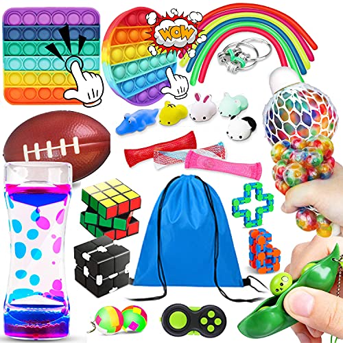 Push Fidget Toy Set Pop, Anti Stress Toy, Relief and Anti-Anxiety Tools, Bundle Therapy Toys for ADHD Autism Stress Anxiety Gobbles, Push Toy, Beans, String, Cube, Squeeze Toy Sets 29Pieces Push Fidget Toy Set Pop, Anti Stress Toy, Relief and Anti-Anxiety Tools, Bundle Therapy Toys for ADHD Autism Stress Anxiety Gobbles, Push Toy, Beans, String, Cube, Squeeze Toy Sets 29Pieces