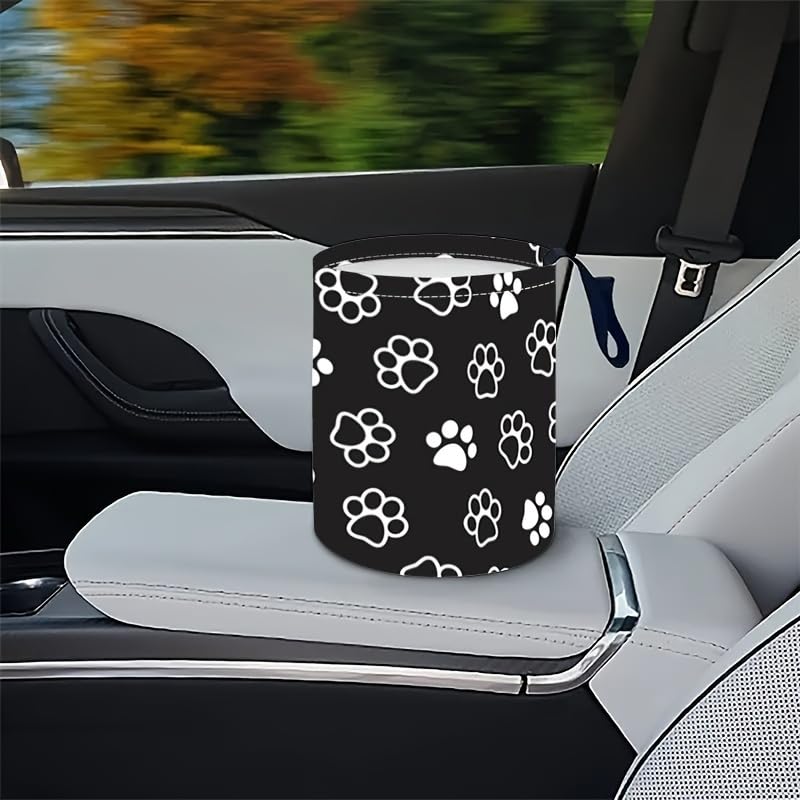 Image of Portable Reusable Waterproof Car Trash Bin, Multipurpose Vehicle Organizer, Road Trip Essentials (Dog paw 2)