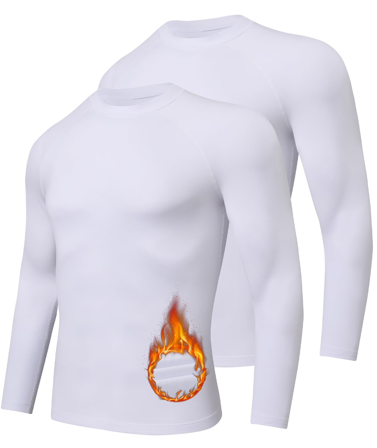 Djtnzdm Maglia Termica Uomo Manica Lunga Magliette da Ciclismo Invernale Sci Maglie Termiche Elastico Caldo T-Shirt Sportiva a Compressione Pacco da 2
