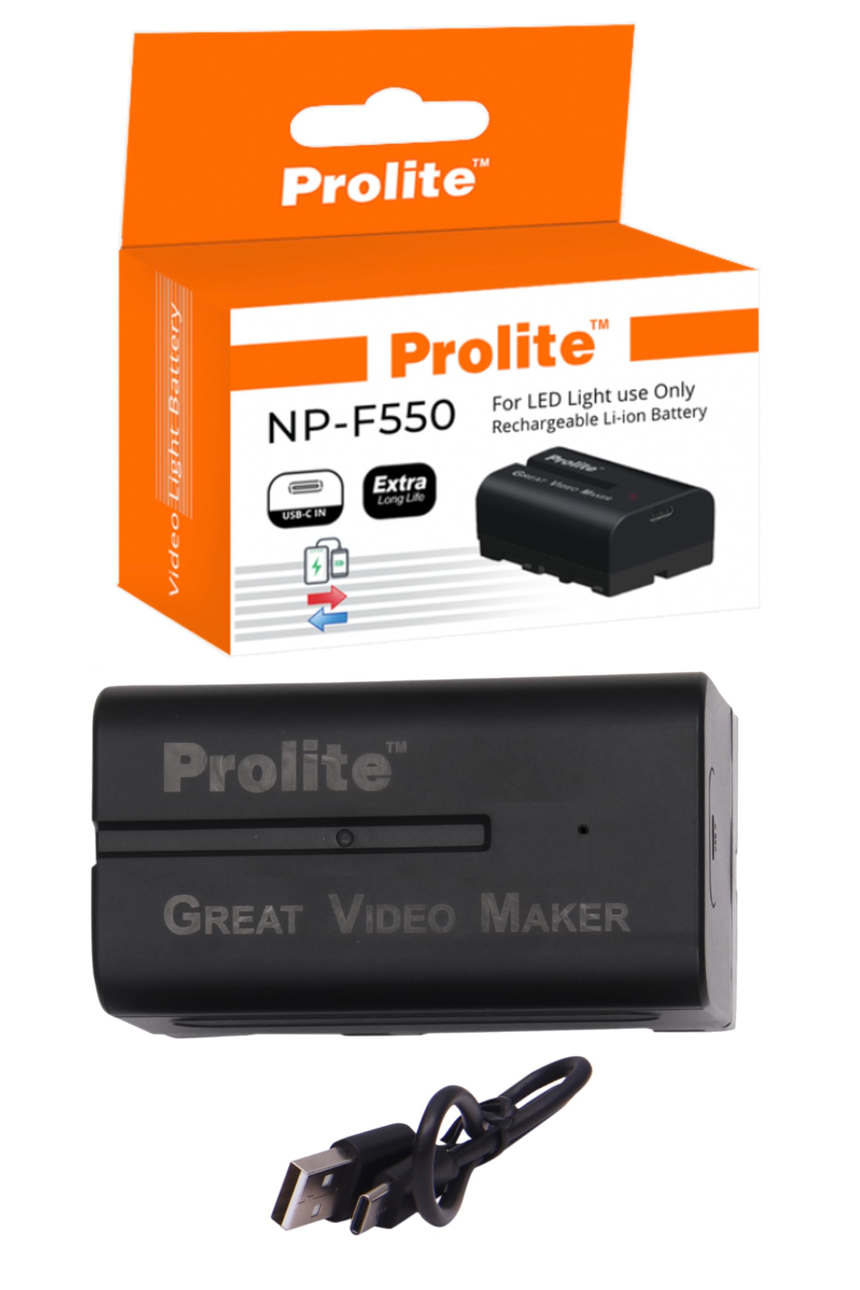 Prolite NP-F550C Li-ion LED Video Light Battery with Type-C Charging Cable | C-Type in | Rechargeable | Use for LED Video Light (B0CRH5HH5Y) Amazon Price History, Amazon Price Tracker