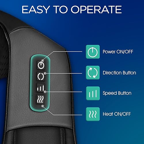 Miniatura 3 de Shiatsu Masajeador de cuello y espalda con calor, masaje eléctrico de tejido profundo 4D para hombro, espalda, cuello y cuerpo completo, alivio del