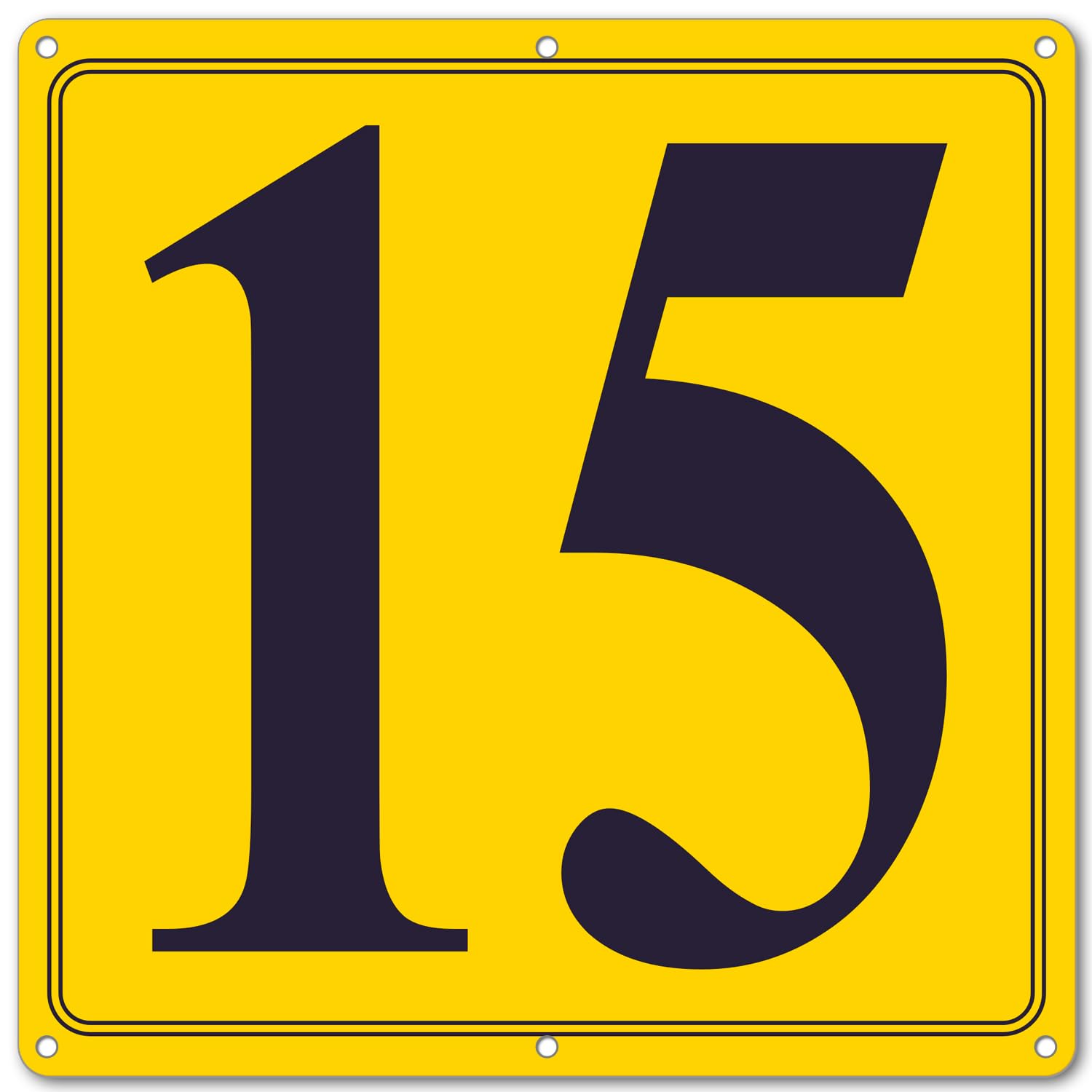 i-CowFun Premium Aluminum Number Signs 15, Metal 12" X 12" Yellow Numbered Signs Outdoor for Parking Lots, Floor, Dock, Court, Aisle, Field, High