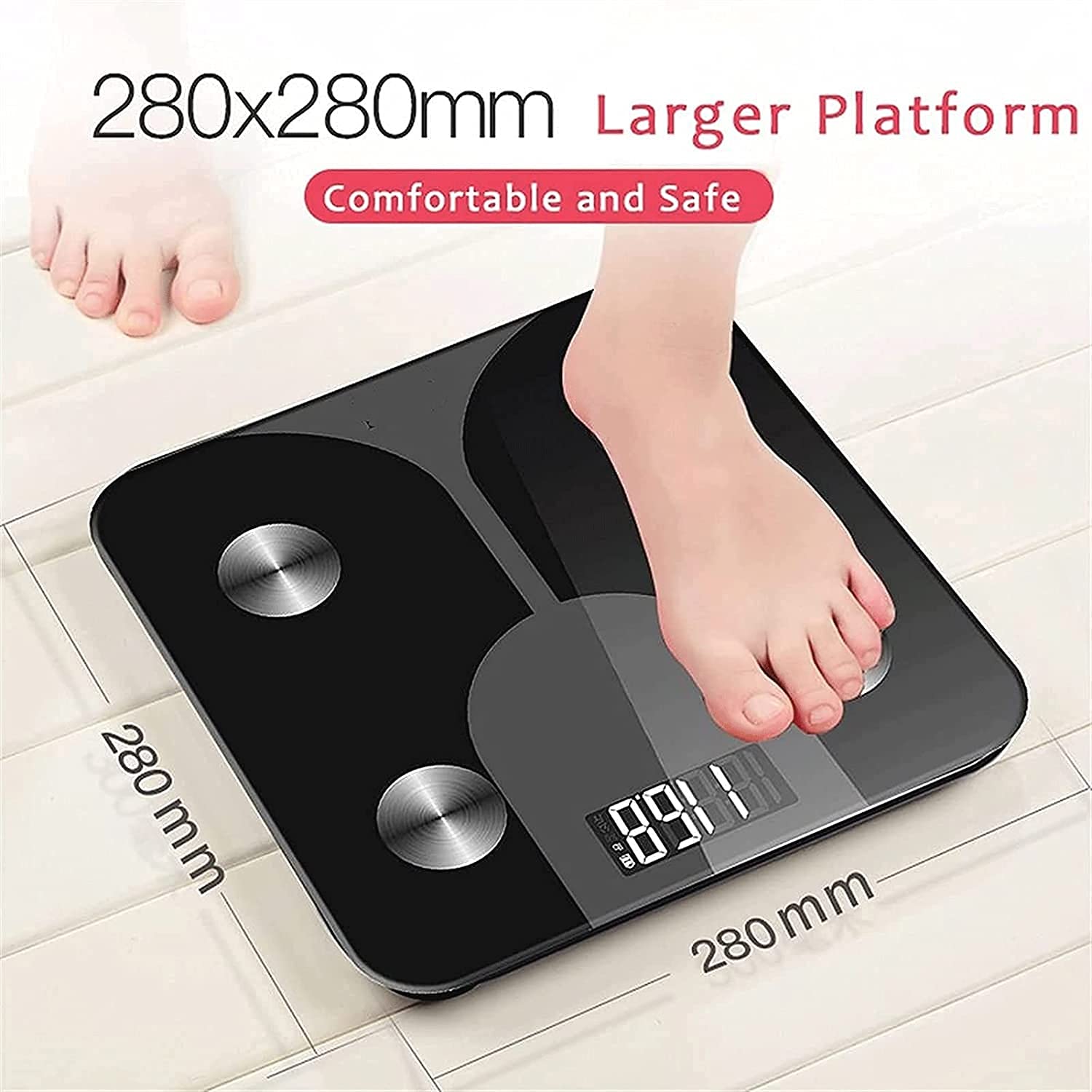 Scala del Grasso corporeo Smart Scale Digitale Bagno Digitale Scala di Peso Wireless, analizzatore di Composizione corporeo con Bluetooth, 396 libbre