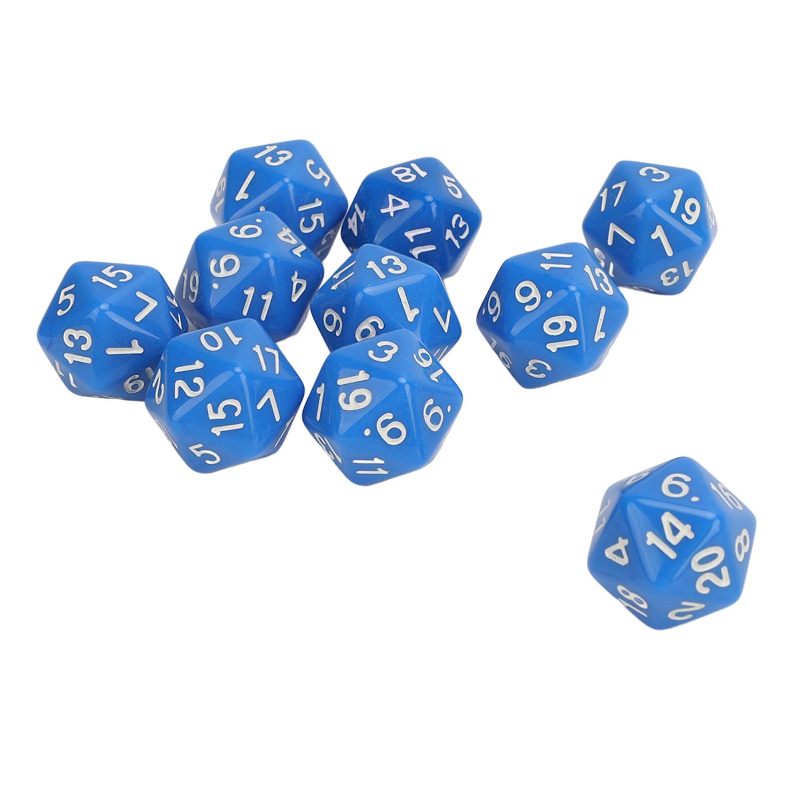 Zestaw Kości Wielościennych, 10 Sztuk 20-stronnych Kości ze Złotymi Liczbami do Gier Stołowych Dungeons and Dragons RPG (BLUE)