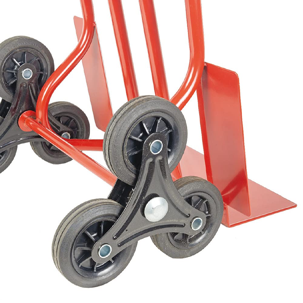 TRESTLES S01HS Rot Sackkarre | Treppensteiger | Sternräder | Stahlgestänge | pannensicheres Rad | 250 kg Tragkraft | Made in EU