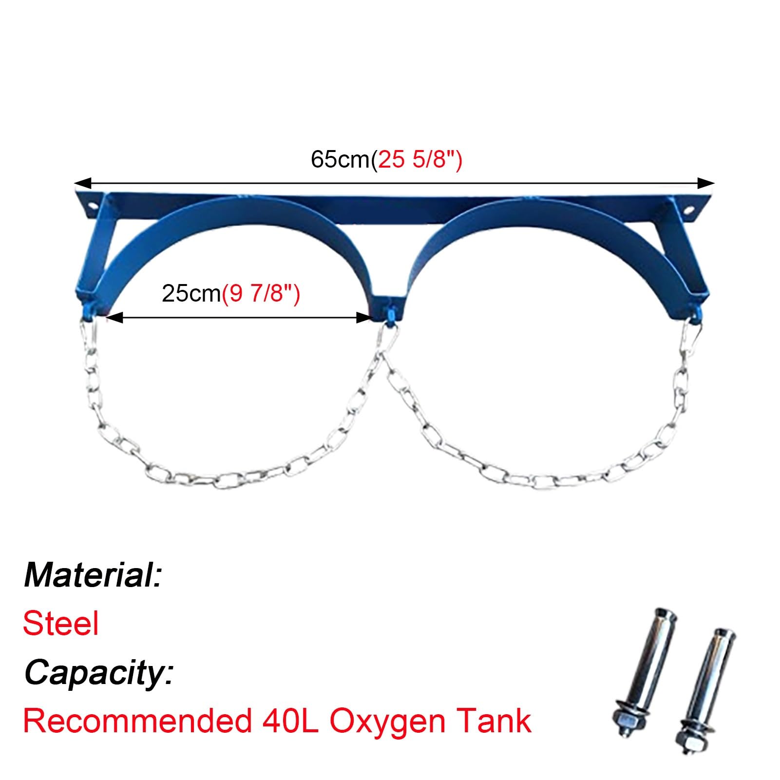 Soporte para bombonas de oxígeno, Soporte de Pared para Tanques de oxígeno - Estante de Almacenamiento para bombonas de Gas con Tornillos y Cadena de Seguridad, Organizador de Bote