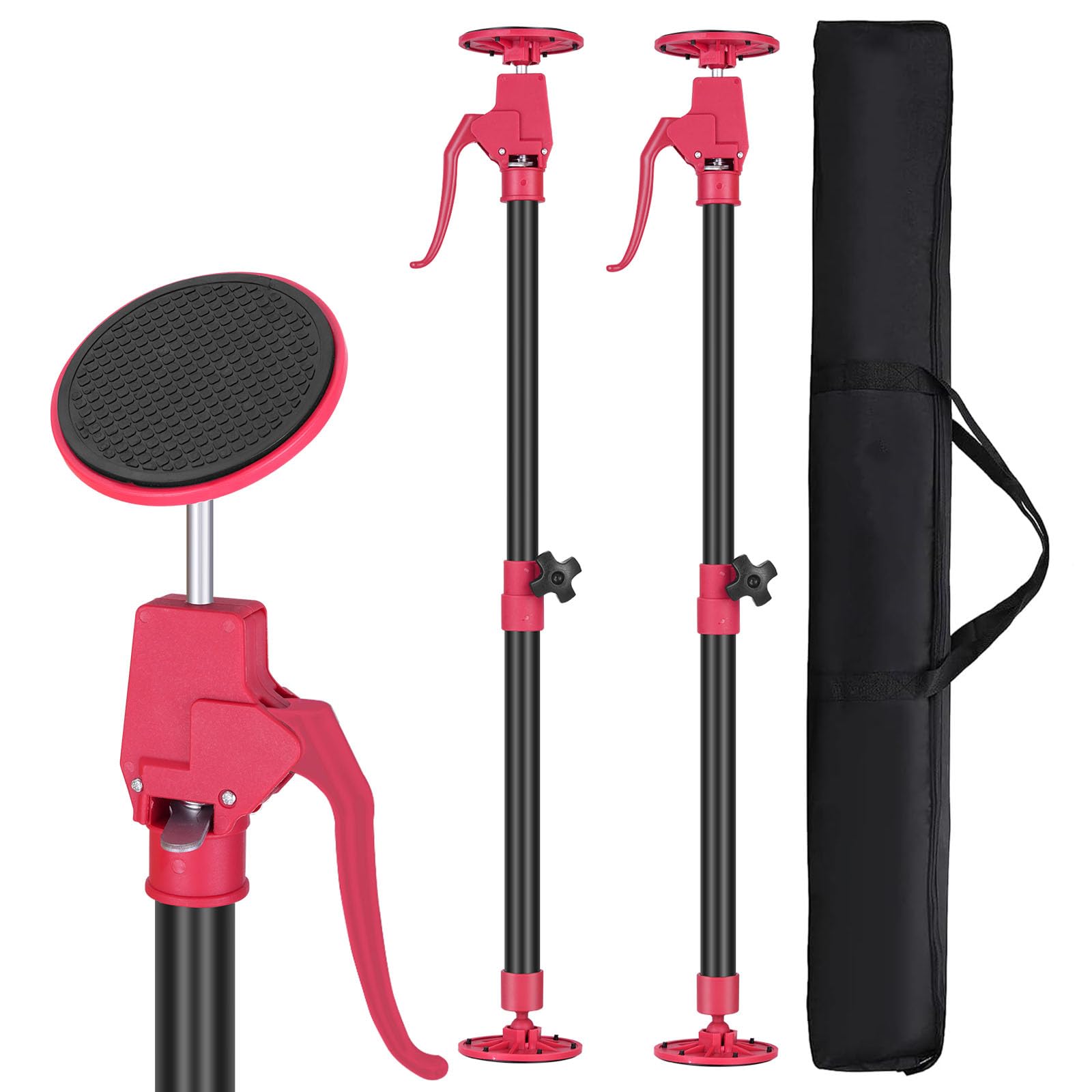 Cabinet Jacks for Installing Cabinets, Adjustable Support Pole 45.3" to 114.2" Premium Steel Support Rod, 3rd Hand Support System for Drywall Jack& Cargo Bars, 265 LB Capacity, 2 PCS