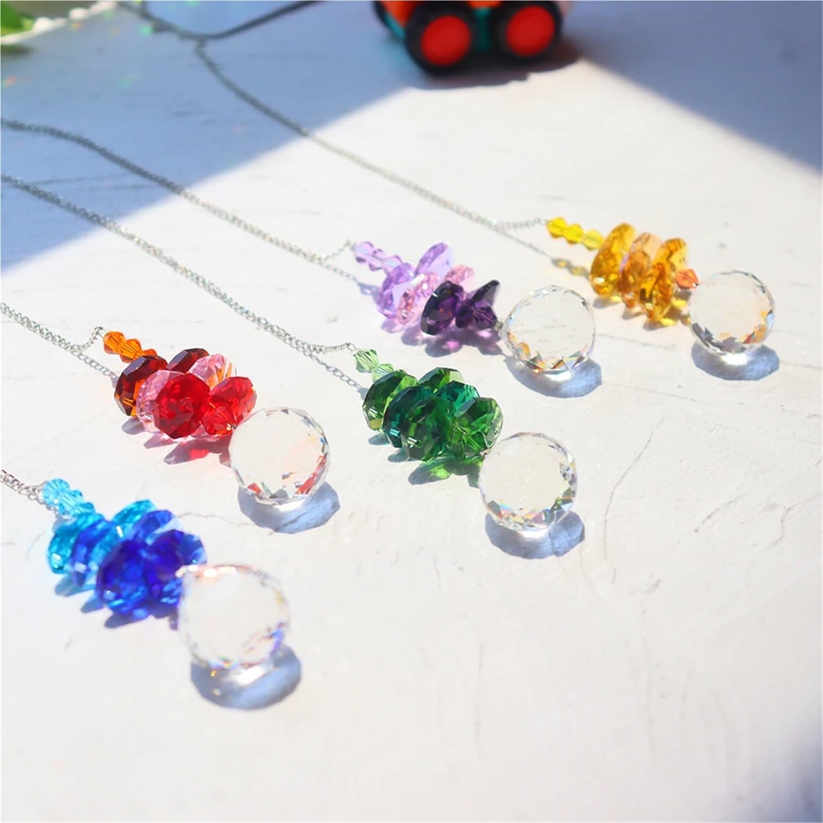 5 STÜCKE Kristall Windspiel Sommer Prisma Anhänger Healing Regenbogen Lichtfänger Fenster Sonnenfänger Für Garten