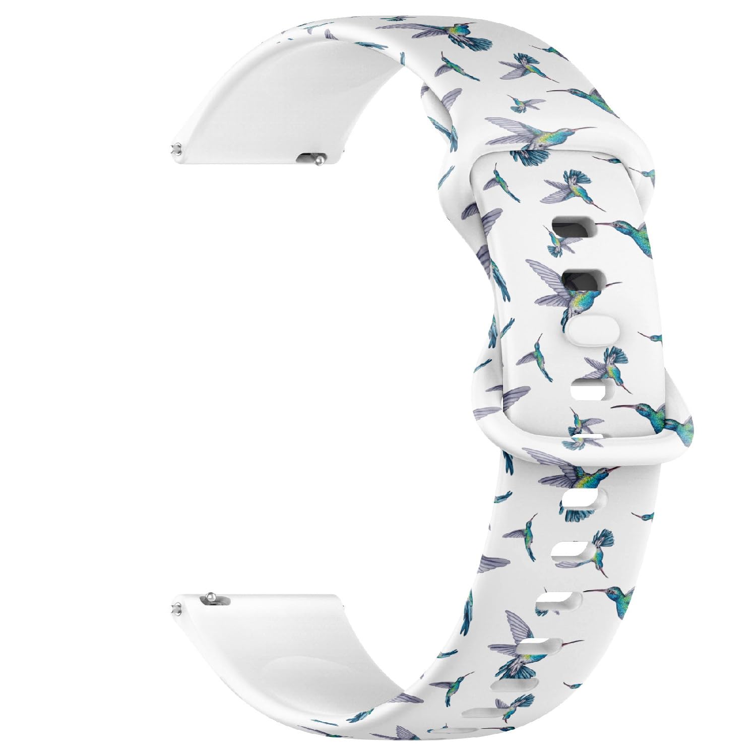 Compatible with Garmin Fenix 7/7 Pro, Fenix 6/6 Pro, Fenix 5/5 Plus, Epix (Gen2) / Epix Pro (Gen2), 22mm Sport Watch Band (White Hummingbird Watercolor) Silicone Soft Strap Bracelet