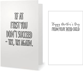 Mother's Day Card from THIRD Child - 'If at First you don't succeed - try, try again - Happy Mother's Day from your THIRD Child' - Includes Card and Envelope
