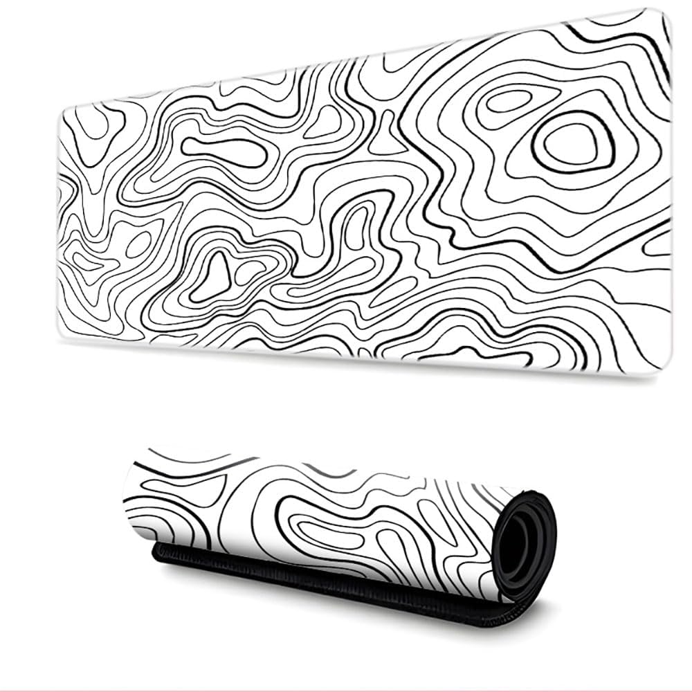 Large Gaming Mouse Pad Washable Desk Mat with HD Printing Anti Slip Base for Keyboard Computer Laptop Office Home Work (White 2, 300x700mm)