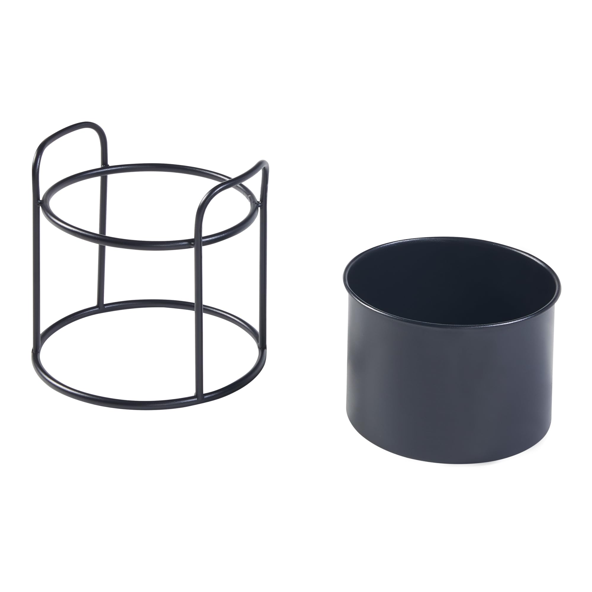 [en.casa] Set di 2 Portapiante con Custodia Cilindrica per Vasi Piedistalli per Piante Portavasi Portapiante in Dimensioni Diverse - Metallo Nero