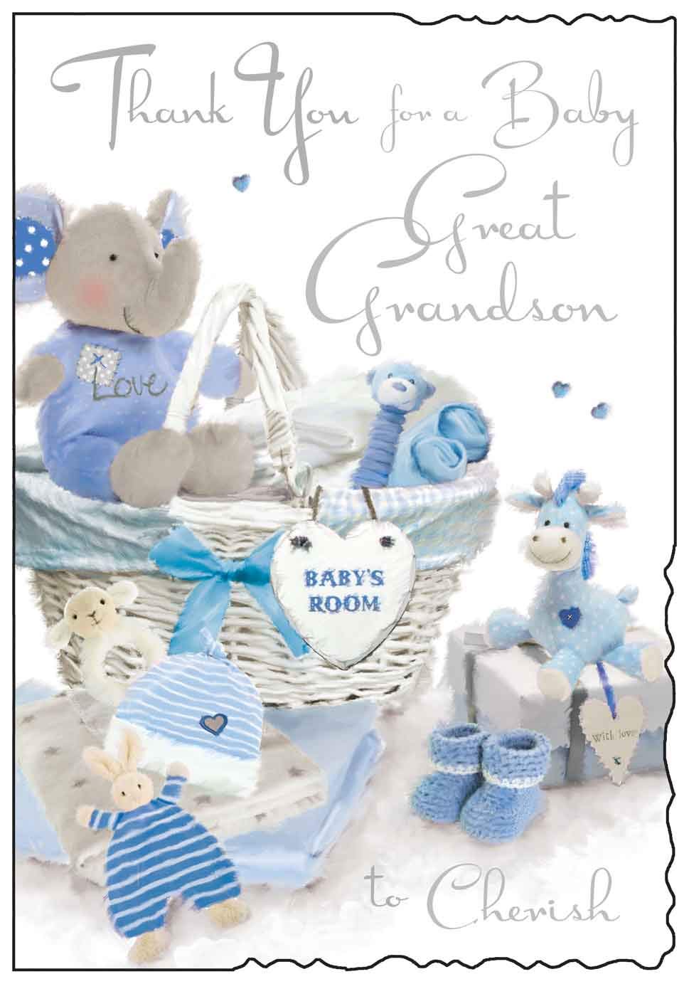 Jonny Javelin Dankeskarte "Thank You For A Baby" – Für Die Geburt Einer Urenkelin, Mit Rosa Teddy
