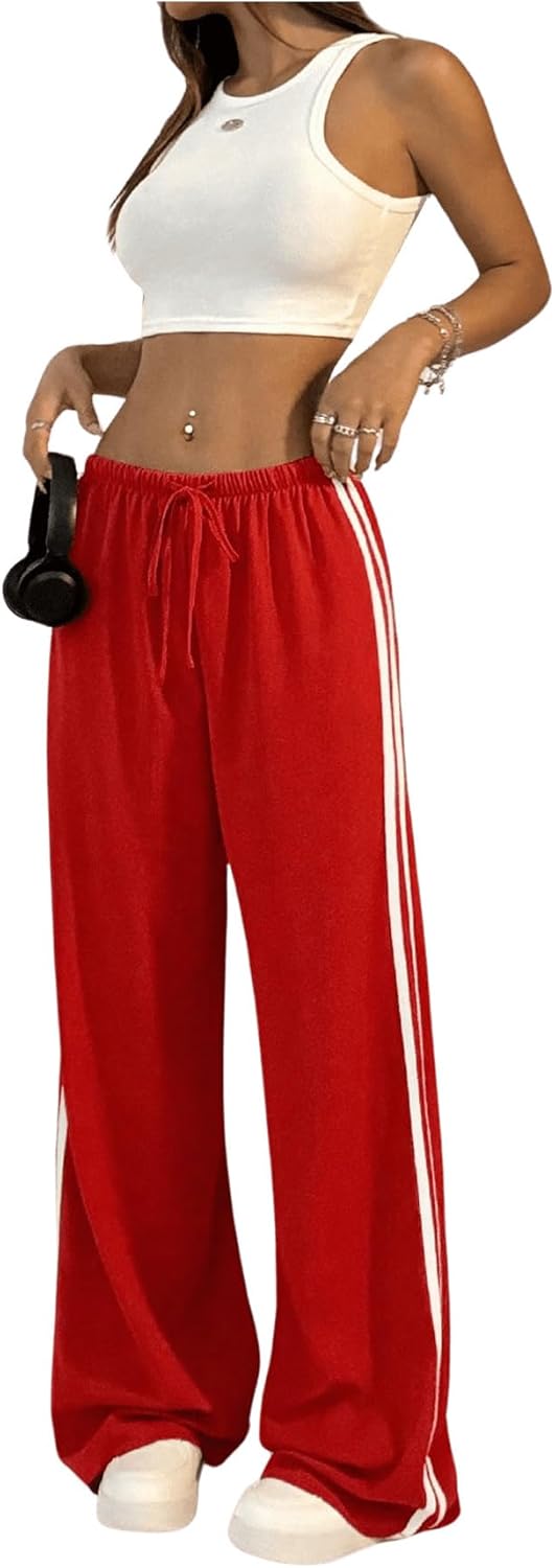 SHENHE Women's Wide Leg Loose Sweatpants Low Rise Y2k Drawstring Workout Sports Pants - Image 5