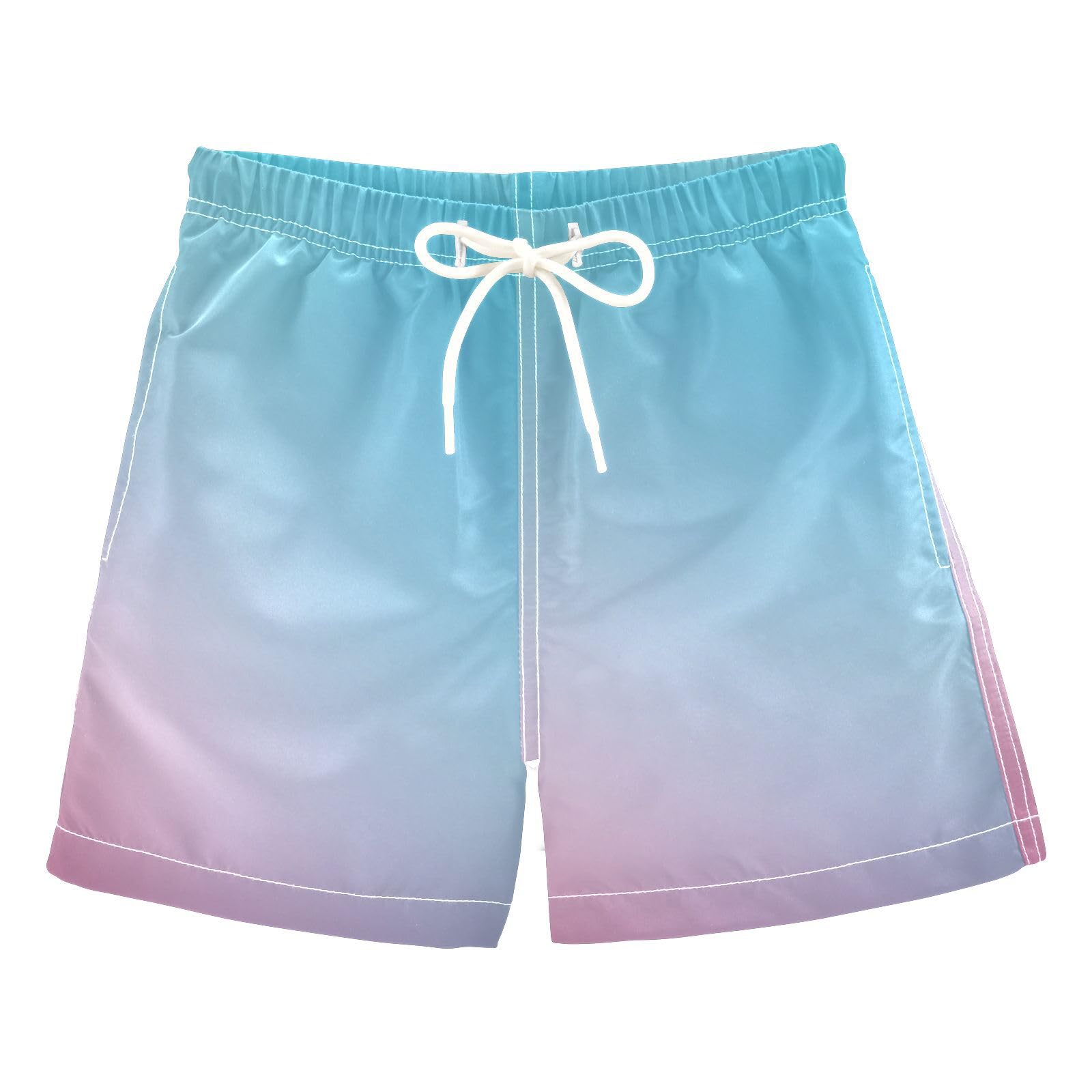Teal Gradient Blue Pink Colored Blurred Boys Swim Trunks Funny Presents Boys Toddler Bathing Suits Kids Swimwears Birthday Presents 4T