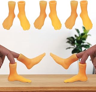 6Pcs Finger Feet Puppet Tiny Feet Set, Funny Novelty Finger Games Toys Finger Shoes Little Finger Feet Toys for Kids Gag Performance Party Favors TikTok Toys Left and Right Feet