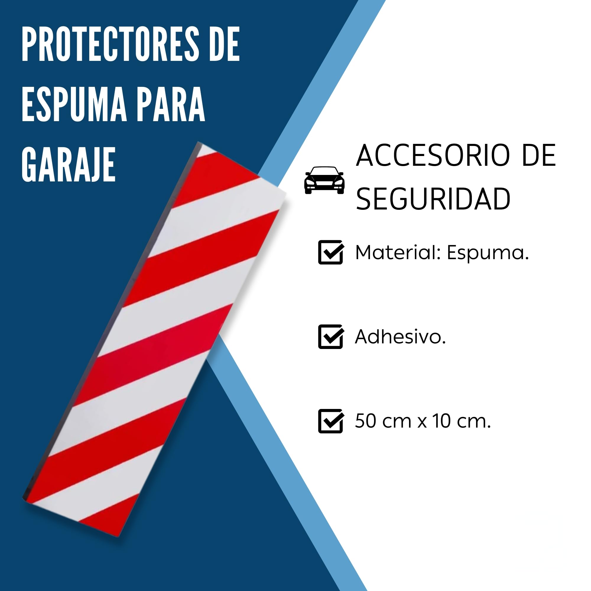 Protectores de Espuma Adhesivo para Garaje, Protector Columnas Garage, Protector Esquinas Garaje, Protector Puertas y paragolpes Coche, Protege carrocería Coche, 50 cm x 10 cm, 2 Unidades - imagen 3
