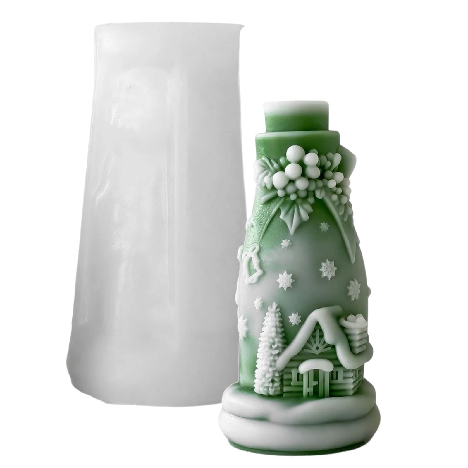 KAQNTUD Christmas Embossed Bottle Silicone Candle Mould for Epoxy Resin Making Soap Chocolate Christmas Home Decoration Making Silicone Mould