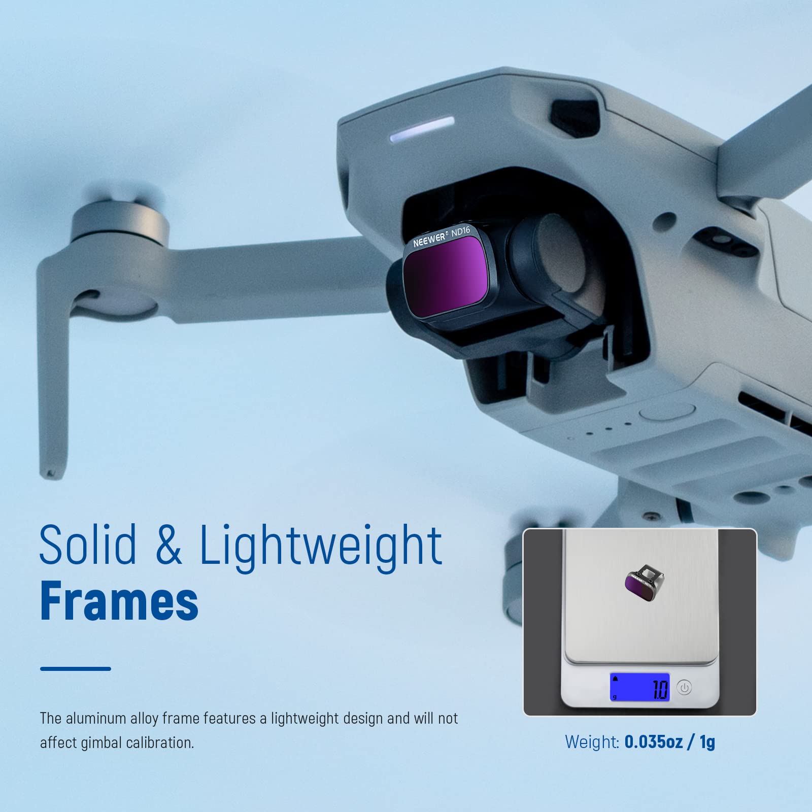 NEEWER 3pz Set di Filtri ND Multirivestito a Definizione Alta Vetro Ottico ND8 ND16 CPL, Compatibile con DJI Mavic Mini 2