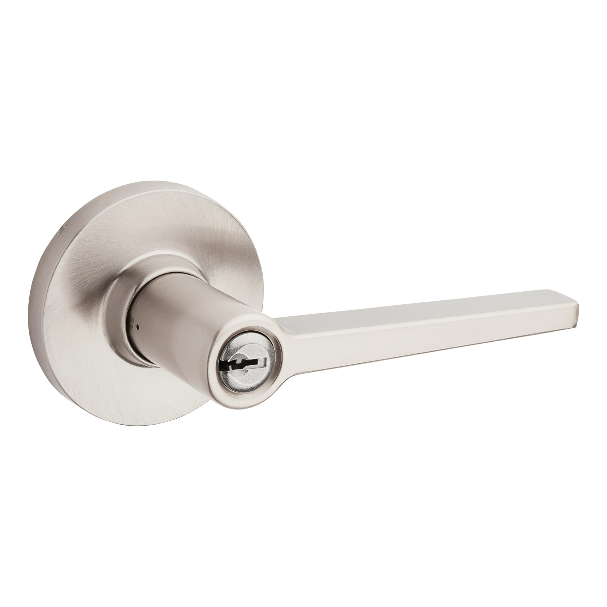 Safe Lock Satin Nickel Daylon Lever, Entry Door With Lock And Key, Finish