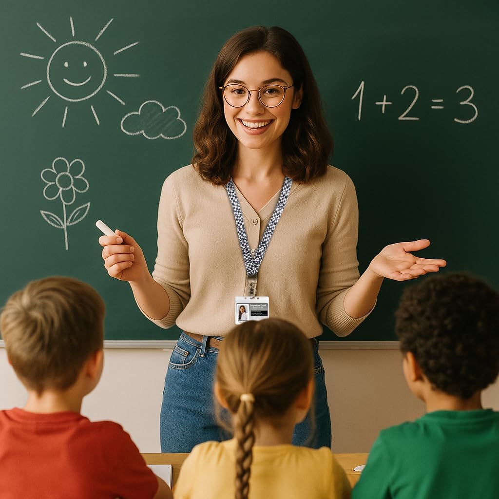 Elastic Stretchy Lanyard for ID Badges Scrunchie Teacher Lanyard for Keys Cute Keychain for Women Men - Image 5