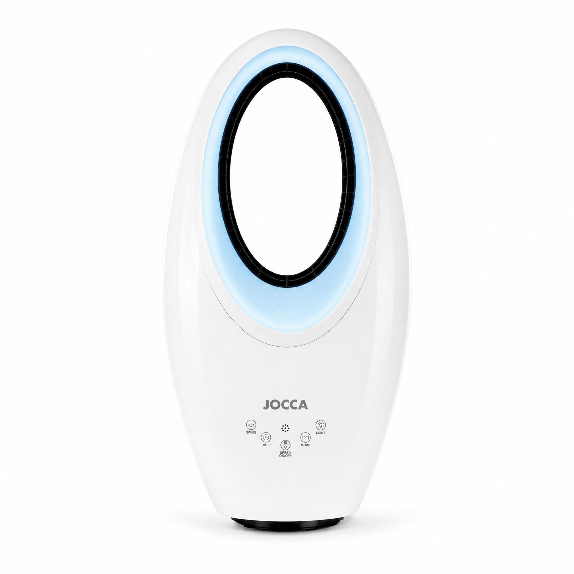 Jocca - Ventilateur Sans Pales avec Télécommande | Ventilateur Puissant et Silencieux | Lumière Nuit LED | 3 Vitesses | Commande Tactile | Minuterie | Blanc | 29,2x17,1x57,2cm