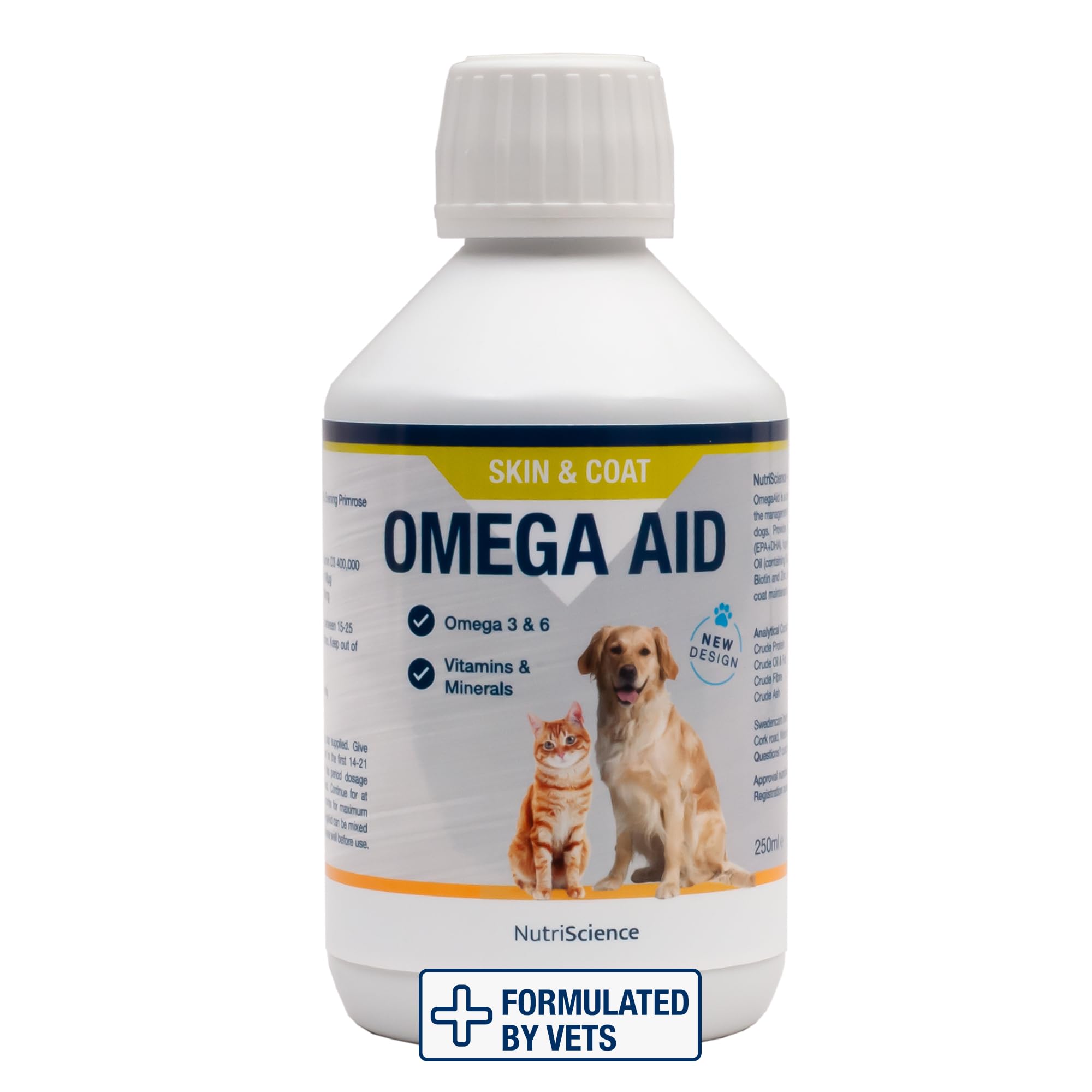 Omega Aid Skin & Coat Supplement for Dogs – High Strength Omega 3 & 6 Fatty Acids with Vitamins A, D, E, Biotin & Zinc – Supports Healthy Skin, Shiny Coat & Itch Relief – Aniseed Flavour – 500ml