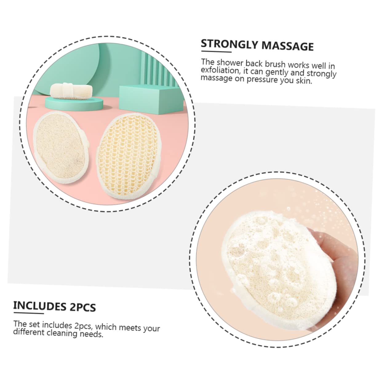 FOMIYES 6piezas Esponjas De De Lufa De Cepillos Exfoliantes Para Cuerpo y Espalda Limpieza y Masaje Para Hombres y Mujeres