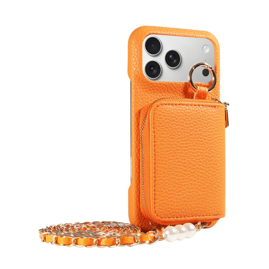 Coque en cuir PU pour iPhone 7 couleur orange avec lanière ajustable solide - 8