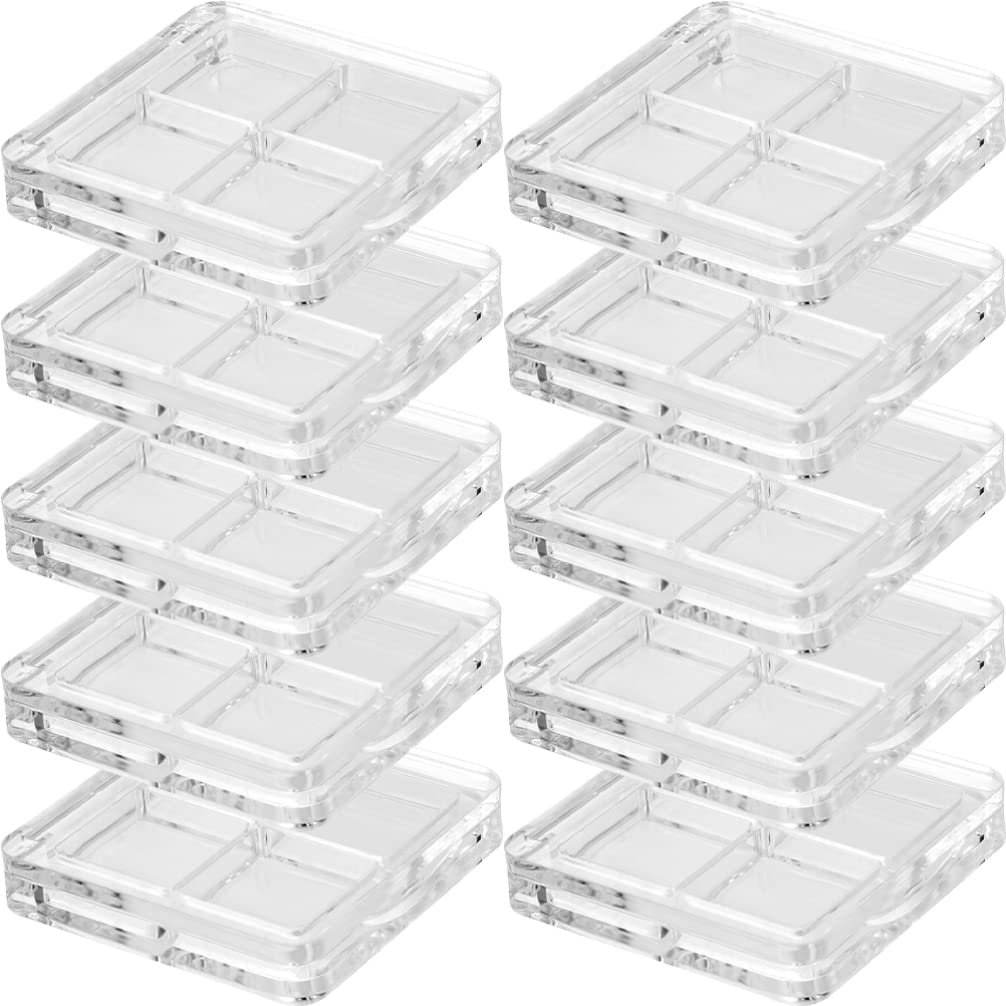 Beaupretty Highlight Box Empty Eyeshadow Box, 4 Grid Plastic Eyeshadow Storage Box Case Empty Eyeshadow Pallet Empty Eyeshadow Case Makeup Supplies 10pcs Cosmetics Box