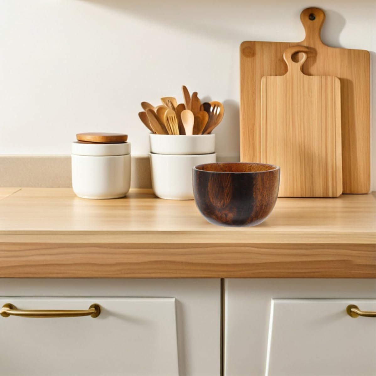Japanese Style Flat Bottom Wooden Rice Bowl for Salads and Noodles image 5