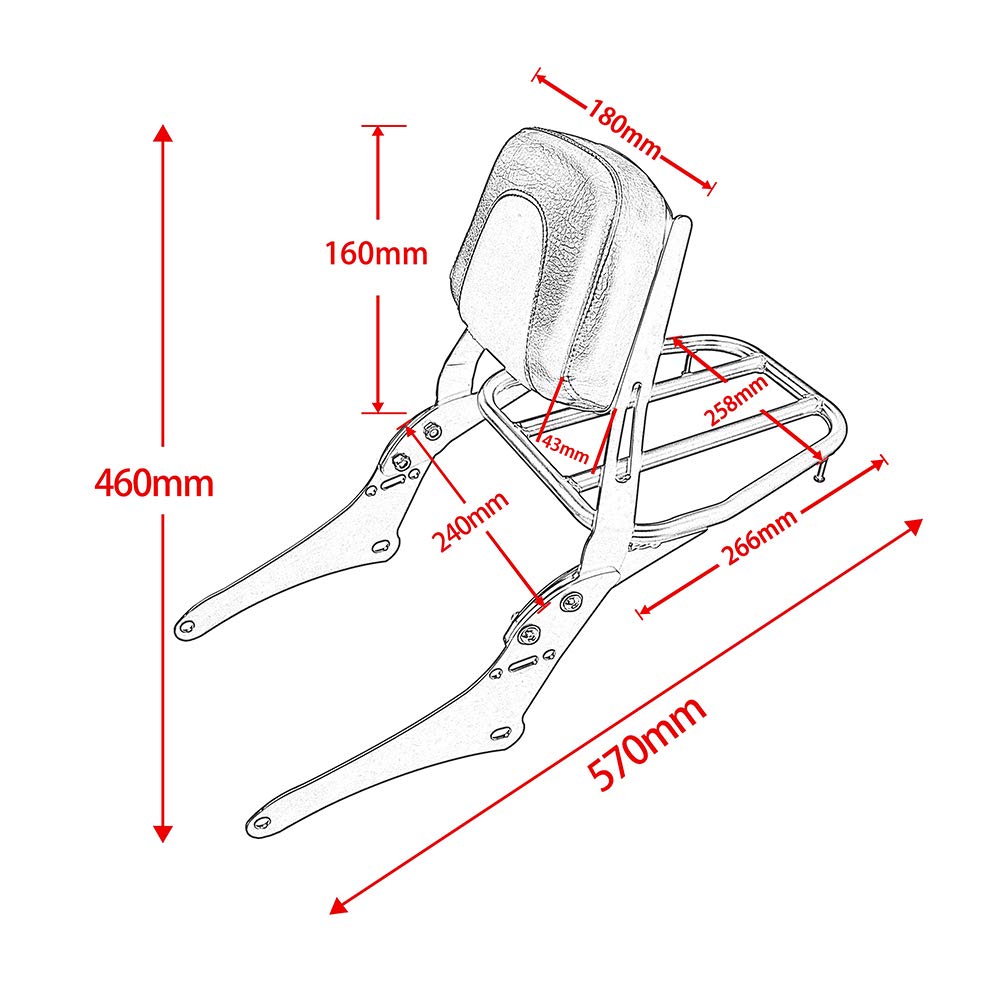 Respaldo Desmontable Passeneger Sissy Bar con Portaequipajes Trasero para Rebel CMX500 CMX300 CMX 500 300 2017-2026