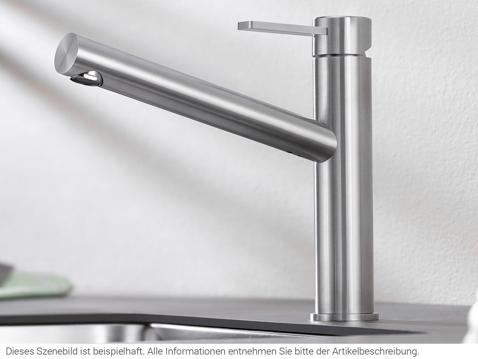 BLANCO AMBIS | Küchenarmatur aus massiv Edelstahl | Hochdruck | [5,2x27,5x22,7 cm] | Gesicherte Wasserqualität & wassersparend | Rückflussverhinderer | Keramik Kartusche