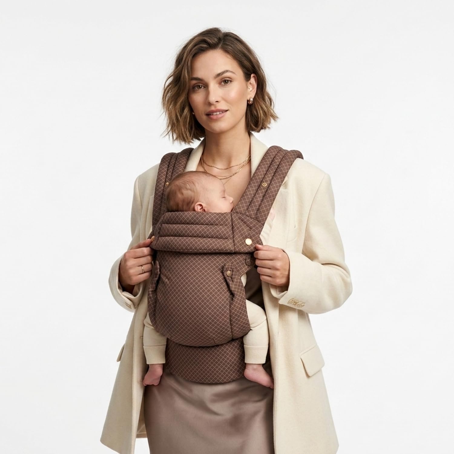 4-in-1 Baby Carrier - 100% Cotton | Adjustable for 0-36 Months (3.2-16kg) | Comfort& Lightweight | Ergonomic Design for Newborns to Toddlers | Made in India, Designed in California (Mocha Mousse)-image-30