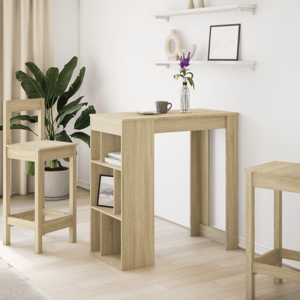 Tavolino Da Bar Gecheer Grigio Sonoma - 102x50x103,5 Cm, 3 Ripiani, Ideale Per Spazi Piccoli E Cucine