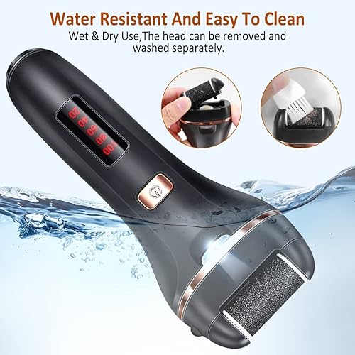 Miniatura 5 de Removedor eléctrico de callos para pies, lima para pies recargable removedora de piel dura, kit de pedicura profesional impermeable 14 en 1 para