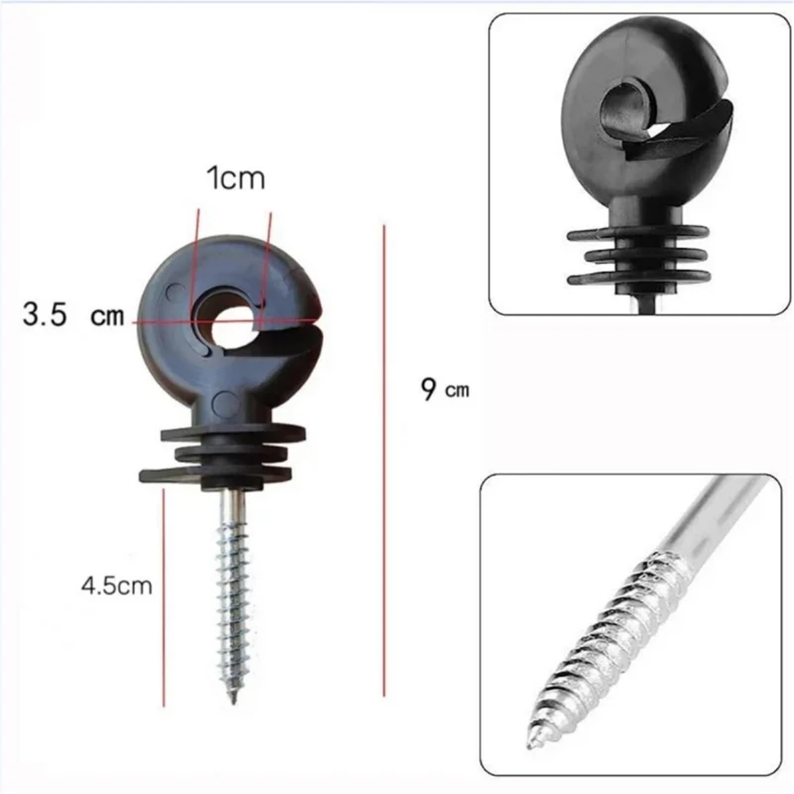50 pezzi di isolatori for recinzione elettrica a traliccio da giardino for collegamenti cavi resistenti e sicuri, isolatore nero in acciaio al carbonio Per Trefoli