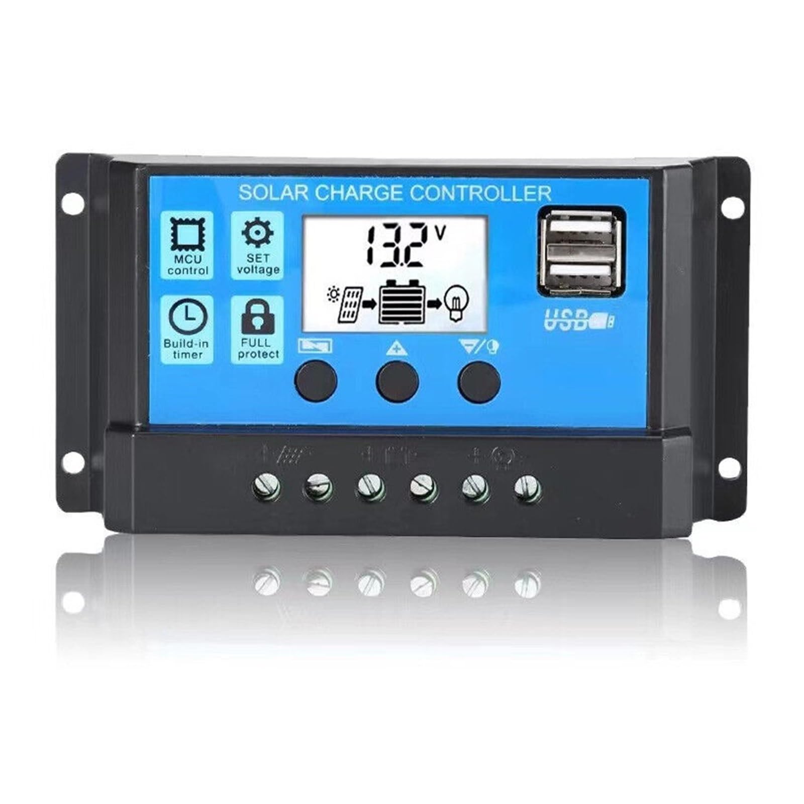 Regolatore Solare Automatico Di Carica E Scarica 12V 24V 30A 10A LCD Con Doppia Uscita USB 5V(10A)